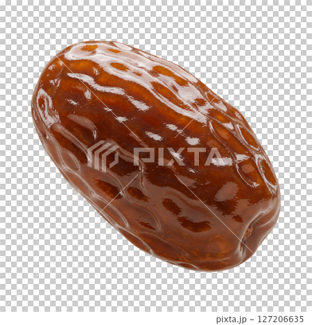 3d detailed view of a single dried date fruit sweet snack isolated on transparent background 127206635