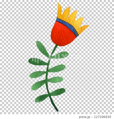 abstract fantasy flower in folk style. watercolor illustration 127206830