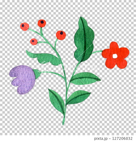 abstract fantasy flower in folk style. watercolor illustration 127206832