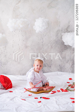 little baby with angel wings, valentine's day concept little baby with angel wings, valentine's day concept 127206869