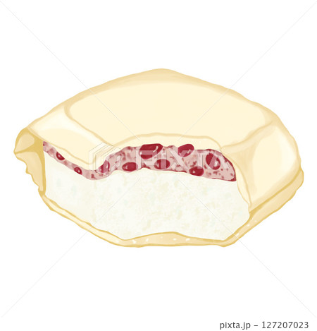 ひとくち食べた小豆最中アイスのイラスト　クリップアート　挿絵　png　背景透過 127207023