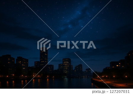 夜空と都市の夜景_02 夜空と都市の夜景_02 127207031