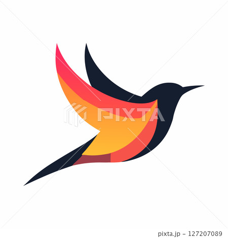 Vibrant Hummingbird in Flight A Colorful Bird Logo Design 127207089