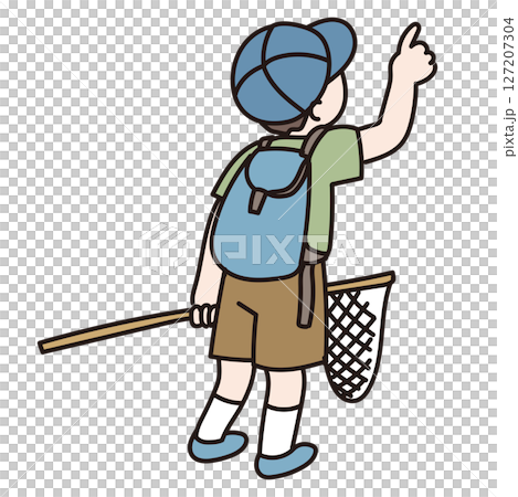 昆虫採集をする子どものベクターイラスト 127207304