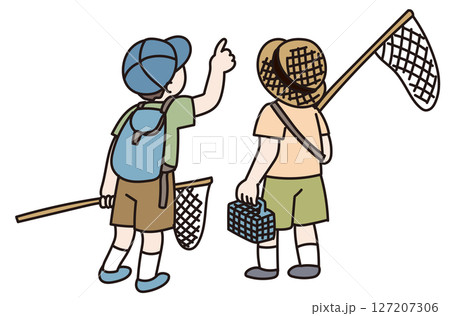 昆虫採集をする子どものベクターイラスト 127207306