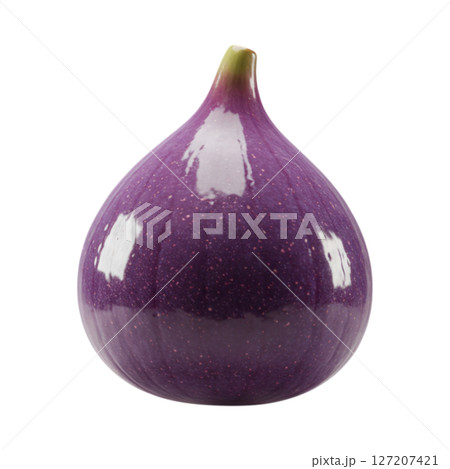 Studio shot of a vibrant 3D purple fig fruit isolated on transparent background 127207421