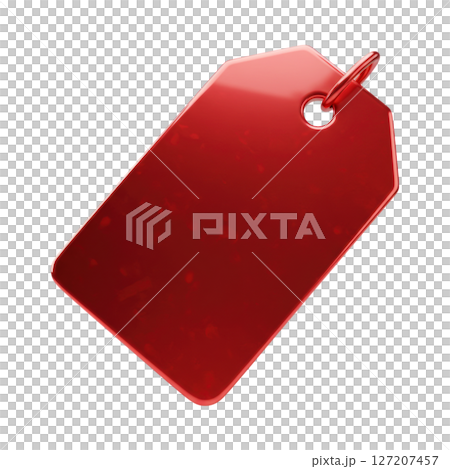 Shiny red 3d tag isolated on transparent background 127207457