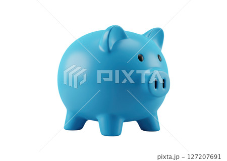 Blue piggy bank saving money and finance concept isolated on transparent 127207691