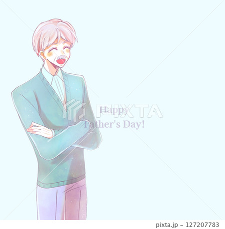 笑顔の父親　立ち絵　ニーショット 127207783