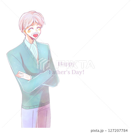 笑顔の父親　立ち絵　ニーショット 127207784