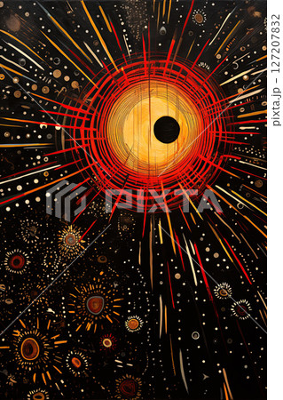 The Sun. Abstract art style poster design. Generative Ai 127207832