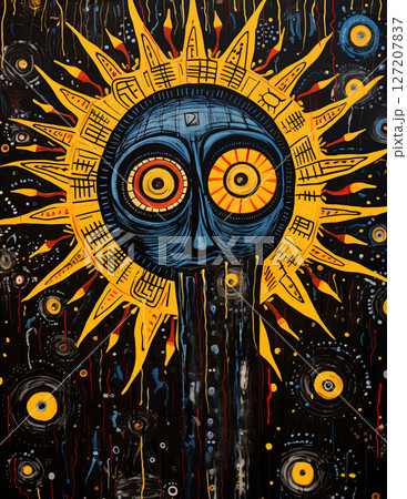The Sun. Abstract art style poster design. Generative Ai 127207837
