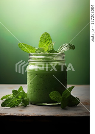 Green smoothie. Detox, diet and healthy eating concept. Generative Ai 127208004