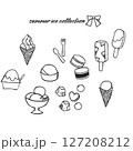 手描き風サマーアイスコレクション　モノクロ 127208212