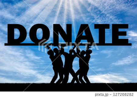 Altruism. Group of men holds word Donate Altruism. Group of men holds word Donate 127208282