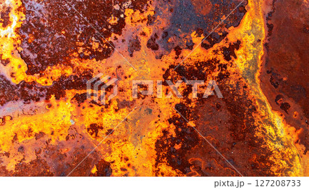 rusty metal texture background, a rusty, oxidized metal surface with vivid orange and brown tones, showcasing a grunge texture ideal for backgrounds and industrial design 127208733