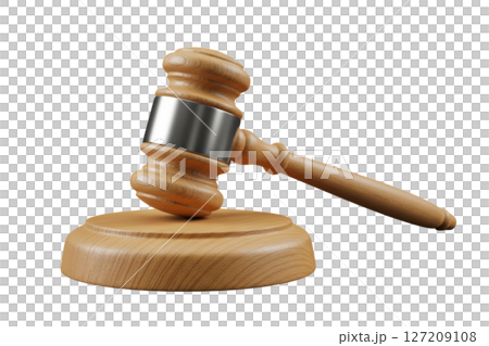 Wooden gavel and sound block representing justice law and auction 127209108