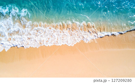 waves on the beach, view of a sandy beach with a gentle ocean wave washing ashore. The soft foam contrasts with the fine sand, peaceful coastal scene, smooth sand in the foreground, gentle ocean wave waves on the beach, view of a sandy beach with a gentle ocean wave washing ashore. The soft foam contrasts with the fine sand, peaceful coastal scene, smooth sand in the foreground, gentle ocean wave 127209280