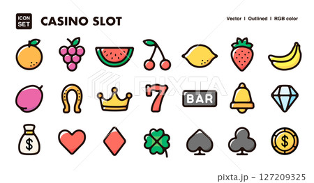 カジノスロットマシンのシンボルアイコンイラストセット 127209325