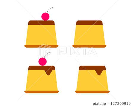プリンのアイコンのイラストのセット 127209919