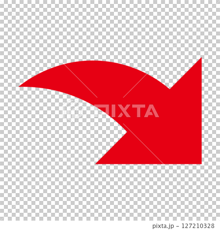 Simple and flat red arrow on white background 127210328