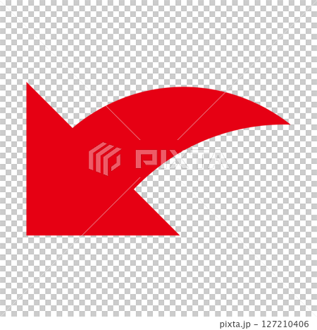 Simple and flat red arrow on white background 127210406