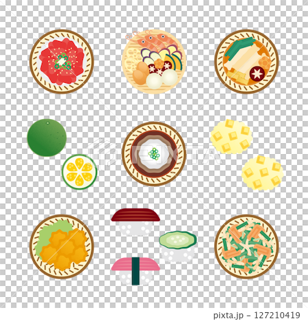 大分グルメのイラストセット2 127210419