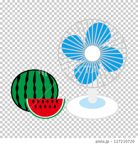 Watermelon and electric fan Summer image 127210720