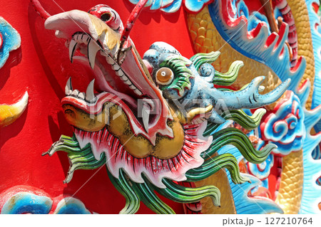 Bas-relief of dragon on Pratumnak Hill in Pattaya, Thailand 127210764