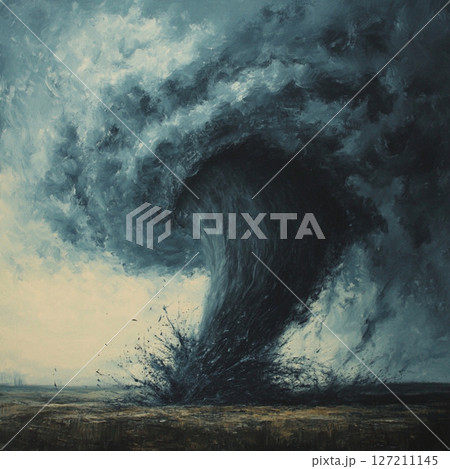 Powerful Tornado Sweeping Through Rural Field Powerful Tornado Sweeping Through Rural Field 127211145