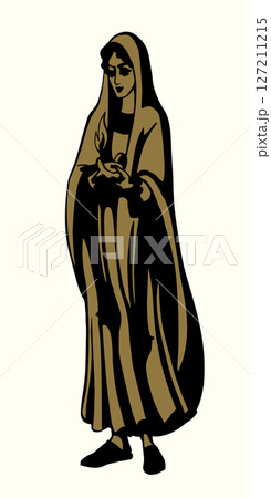 Vector drawing. 5 girls with lamps Vector drawing. 5 girls with lamps 127211215