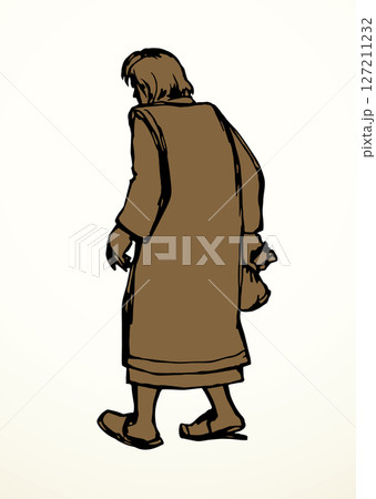 Vector drawing. Man with a bag Vector drawing. Man with a bag 127211232
