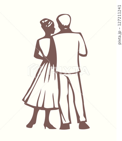 Vector drawing. Dating man and woman 127211241