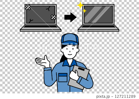 一名女維修技師指導筆記型電腦維修 127211289
