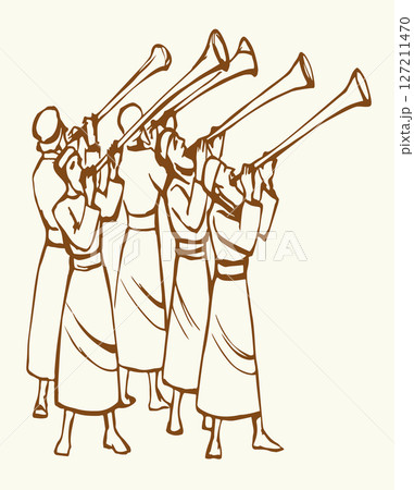 Vector drawing. People bowing befor king Vector drawing. People bowing befor king 127211470