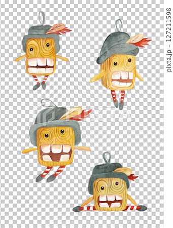 Christmas nutcracker. Set of the character in different poses. Watercolor illustration for your design 127211598