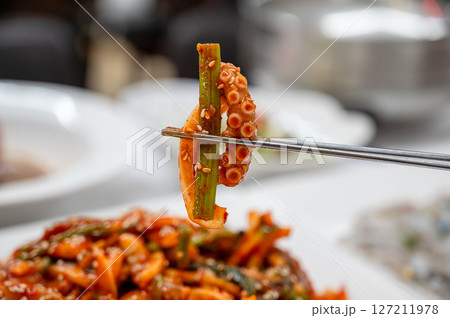 Korean food. Octopus with Vinegar Dressing 127211978