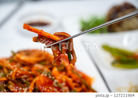 Korean food. Octopus with Vinegar Dressing 127211984