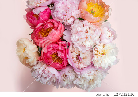 Fresh bunch of pink peonies Fresh bunch of pink peonies 127212116