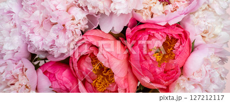 Fresh bunch of pink peonies Fresh bunch of pink peonies 127212117