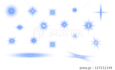 Neon flash with rays or blue spotlight and bokeh. Blue lens flares set. Magic blue glow light effect. Vector. PNG Neon flash with rays or blue spotlight and bokeh. Blue lens flares set. Magic blue glow light effect. Vector. PNG 127212149
