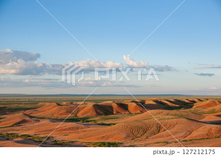 Red stupa rocks landscape, Mongolia. Gobi desert Red stupa rocks landscape, Mongolia. Gobi desert 127212175