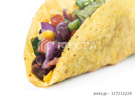 Vegetarian Taco isolated on White Background 127212229