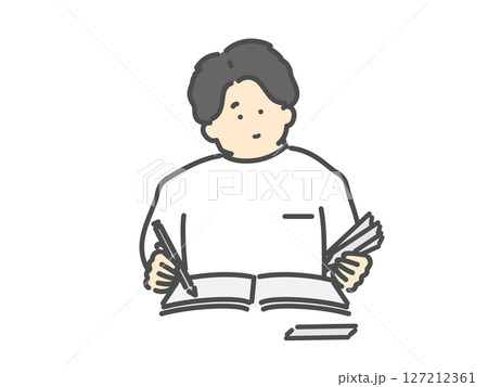 勉強する男性 イラスト 勉強する男性 イラスト 127212361