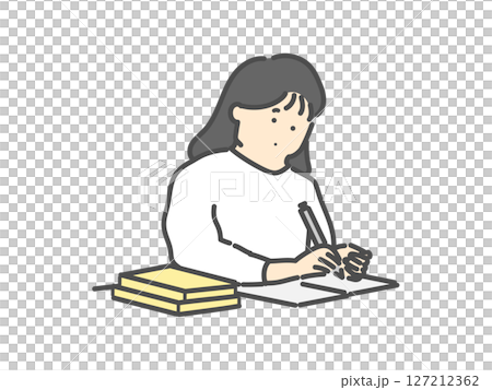Illustration of a woman studying Illustration of a woman studying 127212362