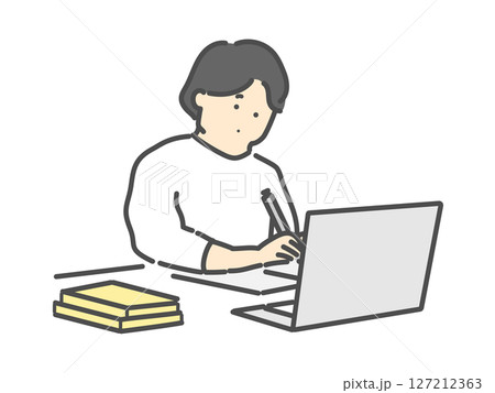 勉強する女性  イラスト 127212363