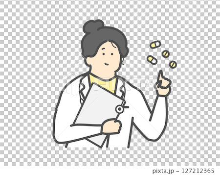 薬の説明をする女性医師 薬剤師 薬の説明をする女性医師 薬剤師 127212365