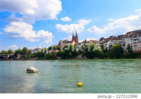 Beautiful panoramic view of Basel city and the Rhine river in Switzerland 127212906