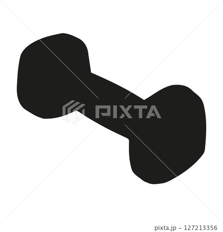 Vector hand drawn dumbbell silhouette 127213356