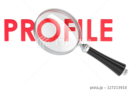 Profile search concept with magnifying glass, 3d rendering 127213918